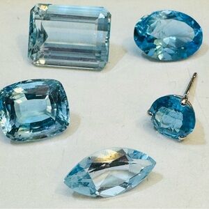 33.45Ct Aquamarine Loose Gemstones Blue Mix Shape Certified Rare Mix LOT